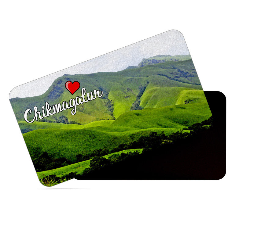 dhcrafts Rectangular Rubber Fridge Magnet / Magnetic Card Multicolor Karnataka Chikmangalur D2 Design Pack of 1 (8.6cm x 5.4cm)